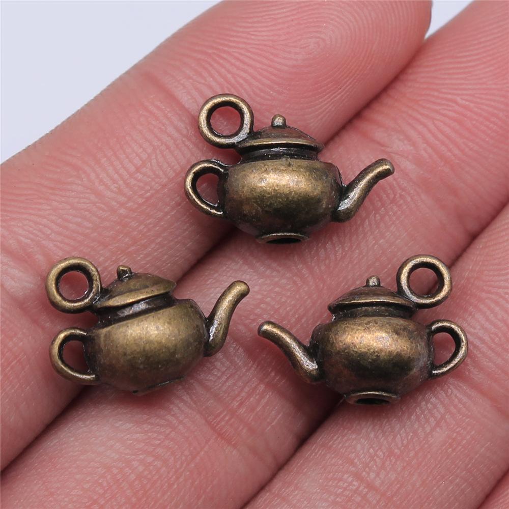 10pcs Kettle Teapot Coffee Pot Charms Antique Silver Color Pendants DIY Crafts Making Findings Handmade Tibetan Jewelry