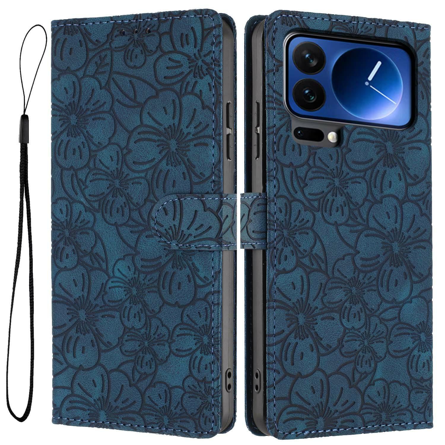 

For Xiaomi 17 Pro Flip Case Cherry Blossom Pattern Leather Wallet Stand Phone Cover with Wrist Strap