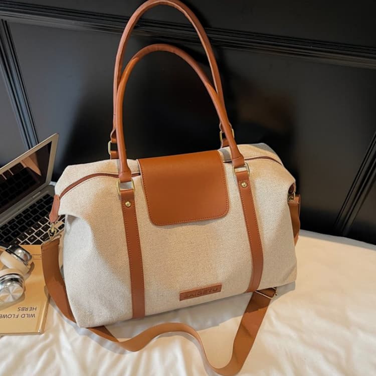 

Canvas Leather Large Capacity Boston Bag Women s Travel Bag