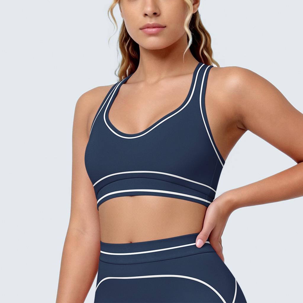 New contrasting color tight high elastic breathable yoga suit six-piece sports running fitness yoga suit women