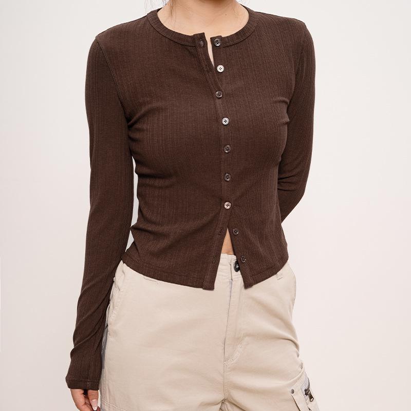 New Women's Long-Sleeve Round-Neck Cardigan: Casual, Lightweight Rayon Knitwear for Autumn and Winter