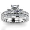 Couple Rings For Women White Rhinestones Zirconia Rings Set Simple CZ Stainless Steel Men Ring Wedding Jewelry For Lover Gifts