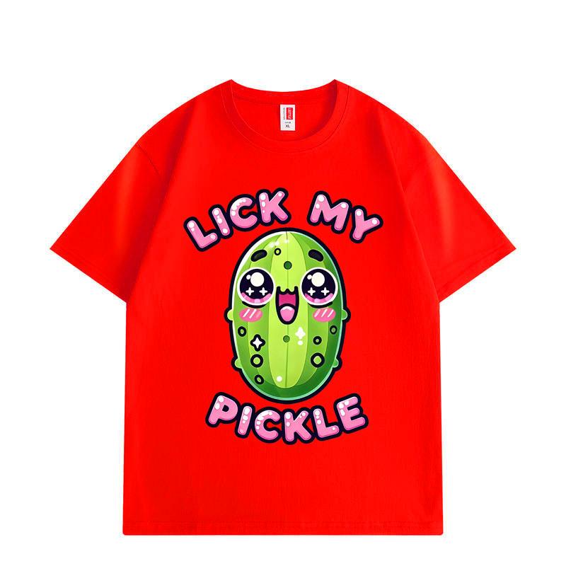 Lick My Pickle Lustiges Meme T-Shirt Streetwear Harajuku Y2k Kurzarm T-Shirts Herren Damen Freizeit Oversized T-Shirts