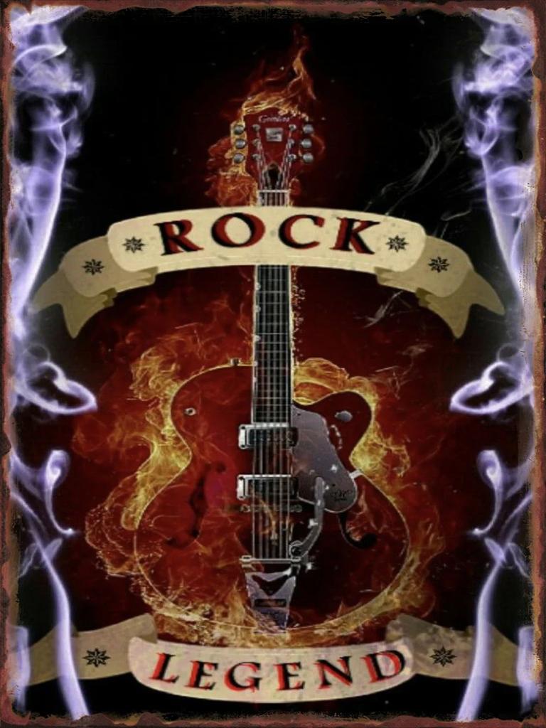 Rock Guitar Metal Tin Signs for Home Living Room Wall Art Decoration Club Bar Party Plaques Office Garage Bedroom Vintage Pos