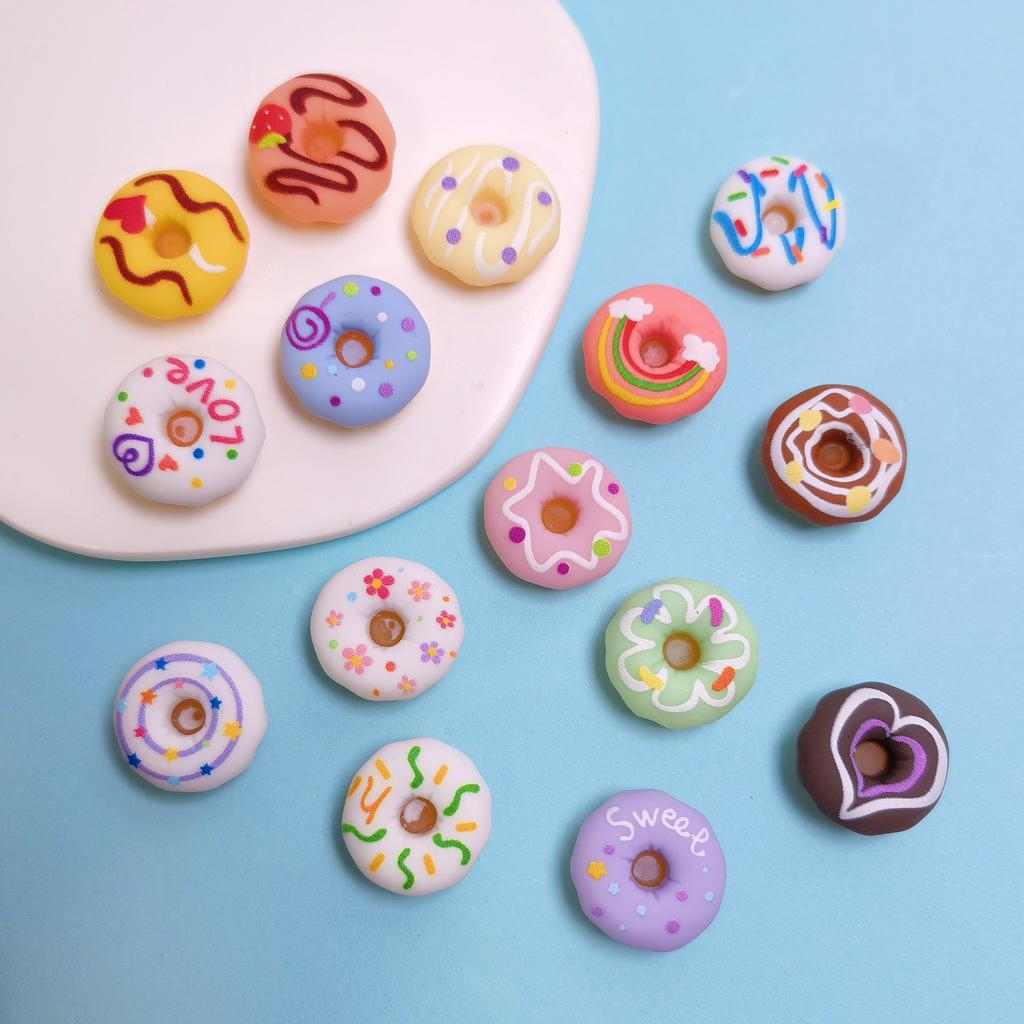 100PCS Colorful Donut Resin Flatbacks Scrapbooking Crafts DIY Handmade Phone Hair Bows Decoration Accessories 20*10mm