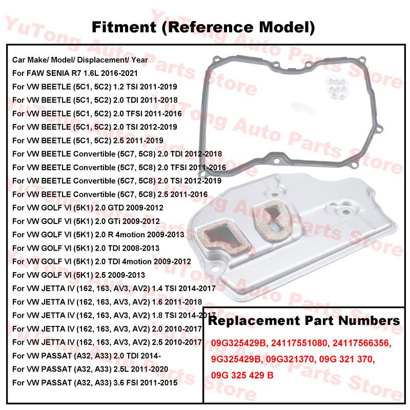 Transmission Oil Filter For VW GOLF VI 2009-2013/ PASSAT JETTA BEETLE 2012 6-Speed AT Gearbox Spare Parts 09G325429B 09G321370