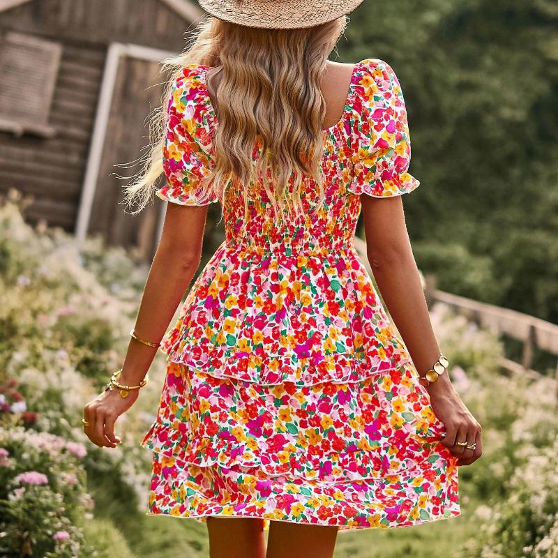 Romantic Dress Floral Long Sleeve Short Sleeve Cake