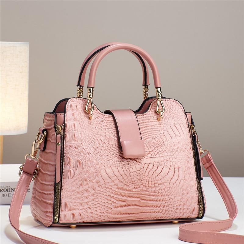Elegant Croc-Effect FAUX LEATHER Handbag with Tassel - Versatile, Zip-Secure Polyester-Lined, Removable Strap, Chic & Stylish