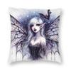Batwing Gothic Fairy Pillowcase Polyester Linen Velvet Printed Zip Decor Bed Cushion Cover