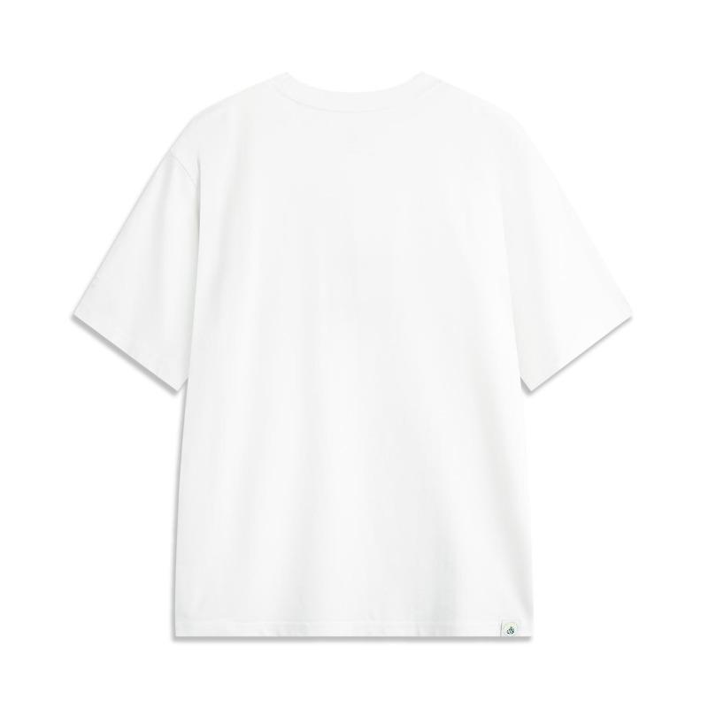 Li Ning Sports Lifestyle Series 2024 Honor Color Series In My Name Large Logo Print Cultural Sports Short Sleeve T-Shirt Unisex Tops White AHSUC27-1