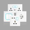 White 1 2 3 4 Gang Button Light Switch Panel Blue LED Indicator,UK Standard Wall Socket Universal Dual 3Pin USB C Power Outlet