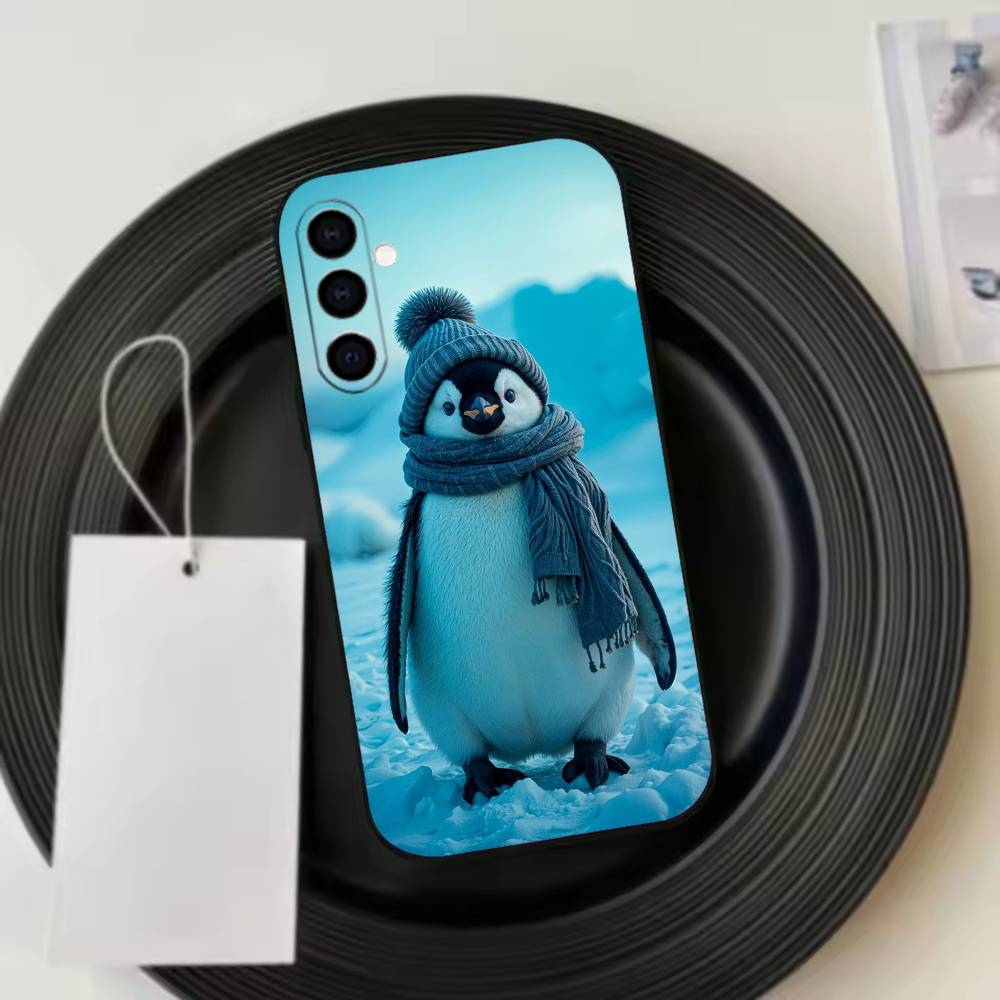 Funny Happy Cute P-Penguin  Phone Case For Samsung Galaxy A73,A72,A71,A70,A53,A52,A51,Soft Silicone Black Cover
