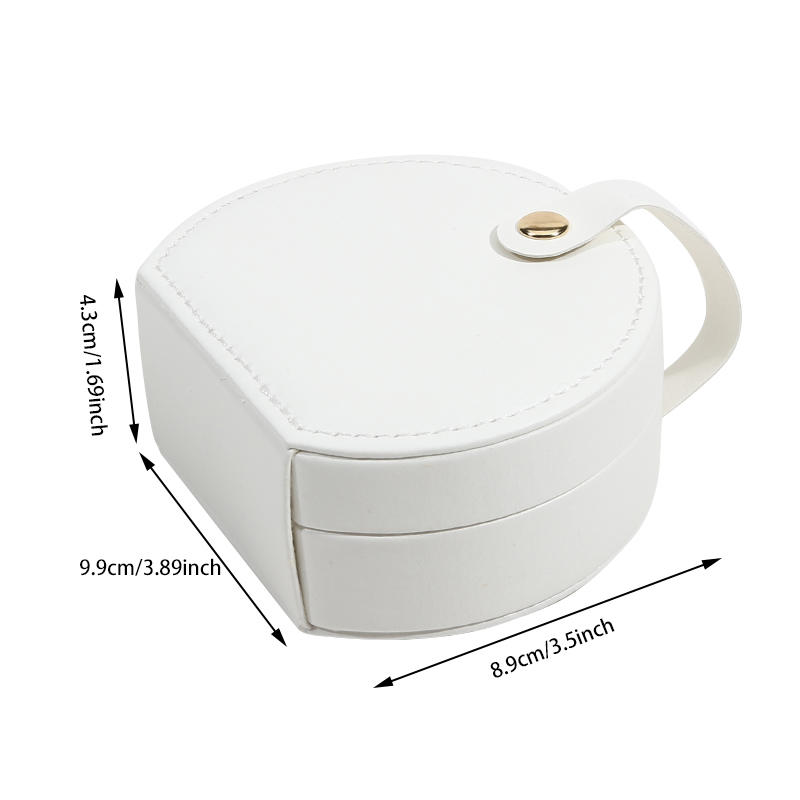 Portable Semi-Circular Small Travel Jewelry Case for Women Compact Top Handle Ring Necklace Earring Organizer Box