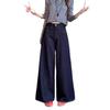 Women's High-Waisted Dark Blue Wide-Leg Jeans - Autumn/Winter Slimming Floor-Length Trousers