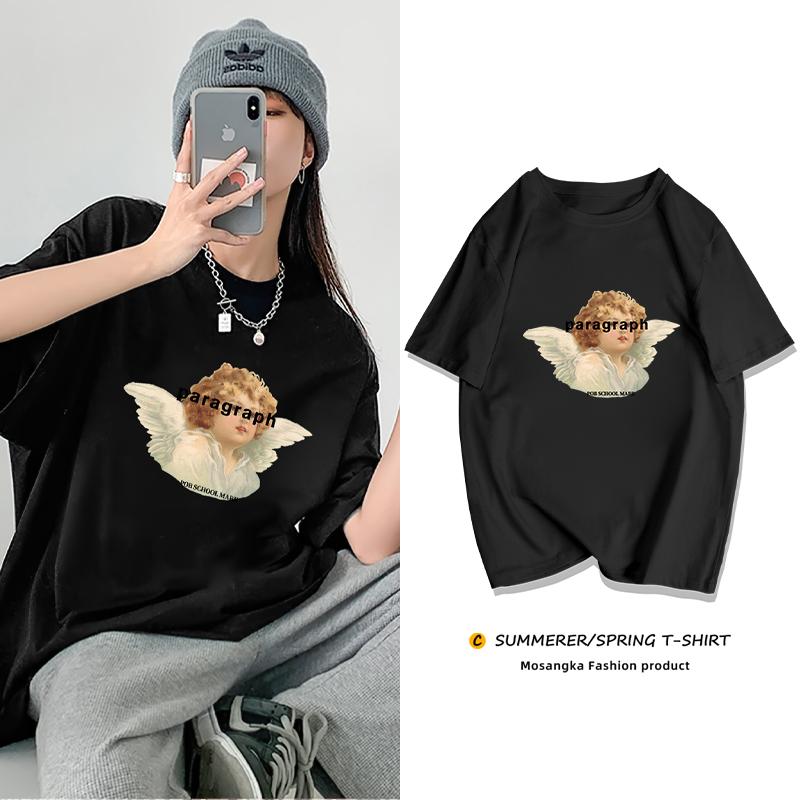 

Женская летняя футболка с короткими рукавами, свободный топ больших размеров