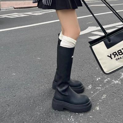 Paris Knight Boots 2025 New Autumn and Winter Explosion Medium Tube Thick-soled Knight Boots Thin Versatile Long Tube Boots
