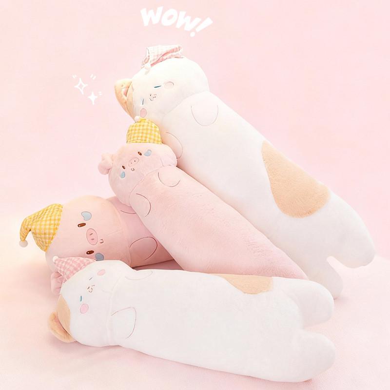 Plush Pig Sleeping Hat Pillow With Leg Holder For Girls And Bedside Comfort
