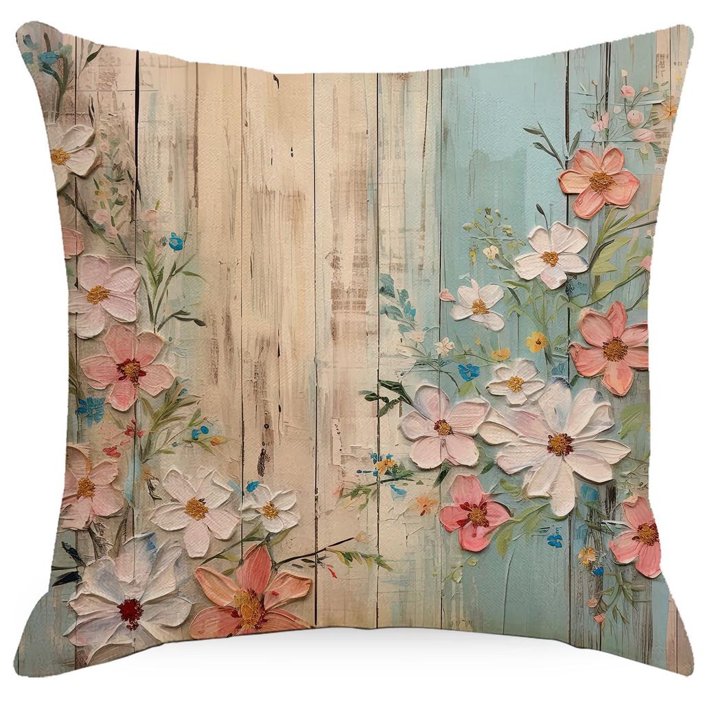 New Retro Floral Pillowcase Creative Oil Painting Engraving Style Print Home Sofa Cushion Pillowcase