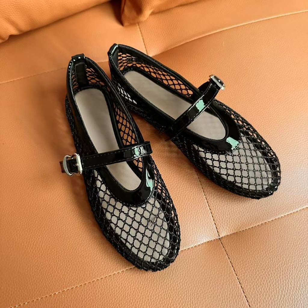 Ladies' Elegant Ballet Shoes - From Formal To Casual, with Cushioned Insoles and Non Slip Rubber Soles - Black Metal Eyelets Flat Shoes