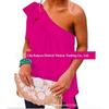 Slanted Shoulder Lace Up Sleeveless Top Pure Color Shoulder Shoelace Sleeveless Tops