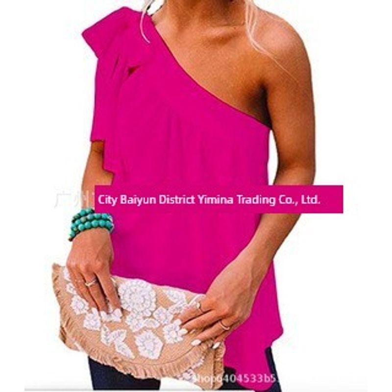 Slanted Shoulder Lace Up Sleeveless Top Pure Color Shoulder Shoelace Sleeveless Tops