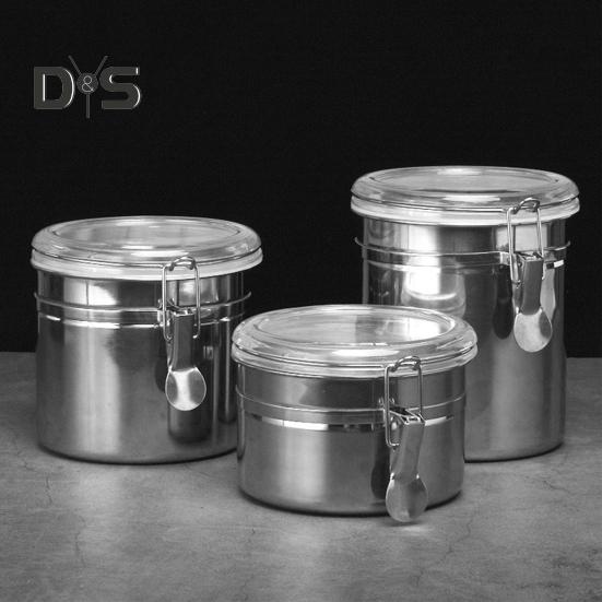 Coffee Bean Canister Airtight Storage Container Rust-Resistant Reusable Airtight Seal Coffee Bean Container Storage Jar with Clear Lid