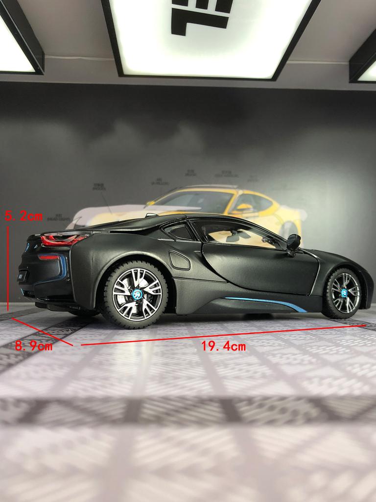 ACB1 Rastar 1:24 BMW I8 model car, zinc alloy metal decoration, collectible gift car
