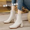 Wow custom~ high heel short boots thick heel fashion boots soft leather spring and autumn single boots square head thin boots