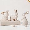 3 st påskharefigur Liten dekorativ kaninstatyett Vintage harts Kaninskulptur för Vår Hem Bordsdekoration