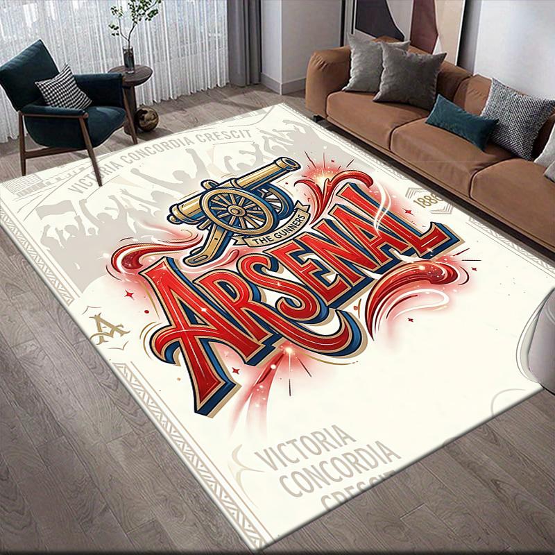 Tappeto Quadrato con Fantasia a Quadri Arsenal F.C., Tappeto da Area, Tappeto per Soggiorno Camera da Letto Divano Sala Giochi Decorazione, Tappetino Antiscivolo