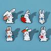 Personalized Rabbit Metal Badge Creative Soft Cute Bunny Holding Flower Carrot Bag Brooch