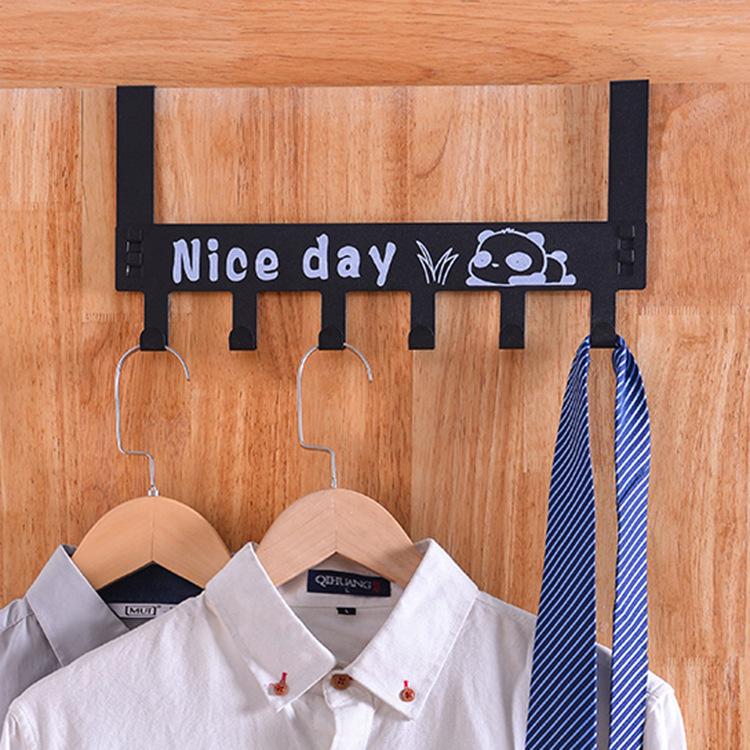 

Вешалка для одежды Nail Free Traceless 6 Hook Back The Door, вешалка для пальто и шляпы, настенная вешалка для двери с изображением панды чёрный