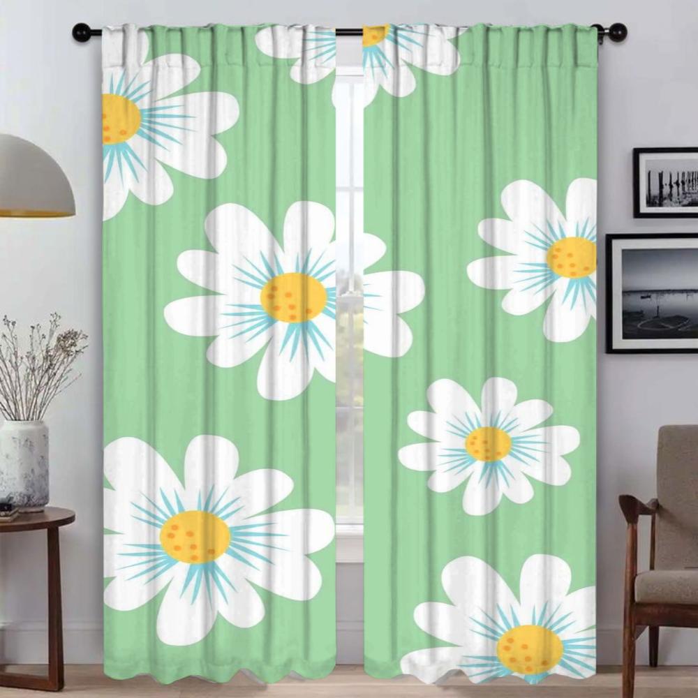 Cute Flowers Curtains for Bedroom Blackout Curtain for Room 2 Panel Halloween Decoration Partition Shades Home Interior Curtains