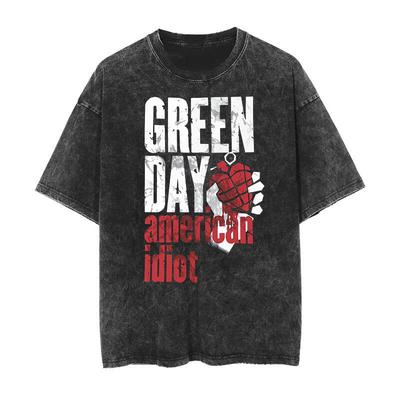 Green Day Rock Band Gewaschene Baumwolle T-Shirt Unisex Männer Frauen Kurzarm Top Fans Essentials Mode Sommer Vintage T-Shirt