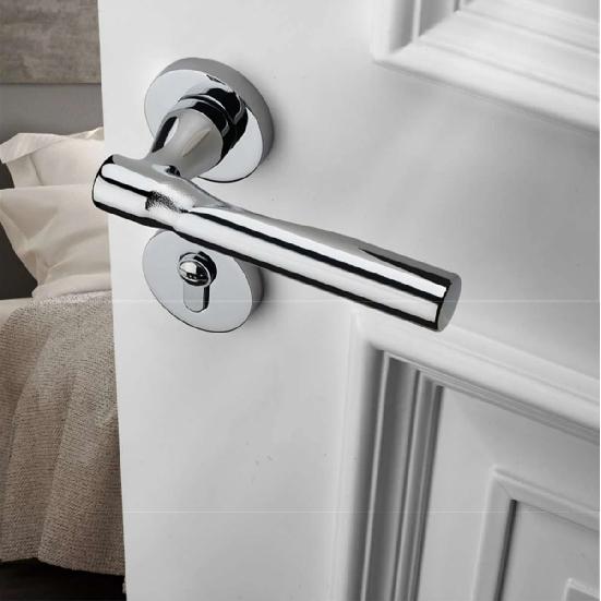 Bright Silver Indoor Silent Door Lock Nordic Light Luxury Bedroom Split Door Handle Lock