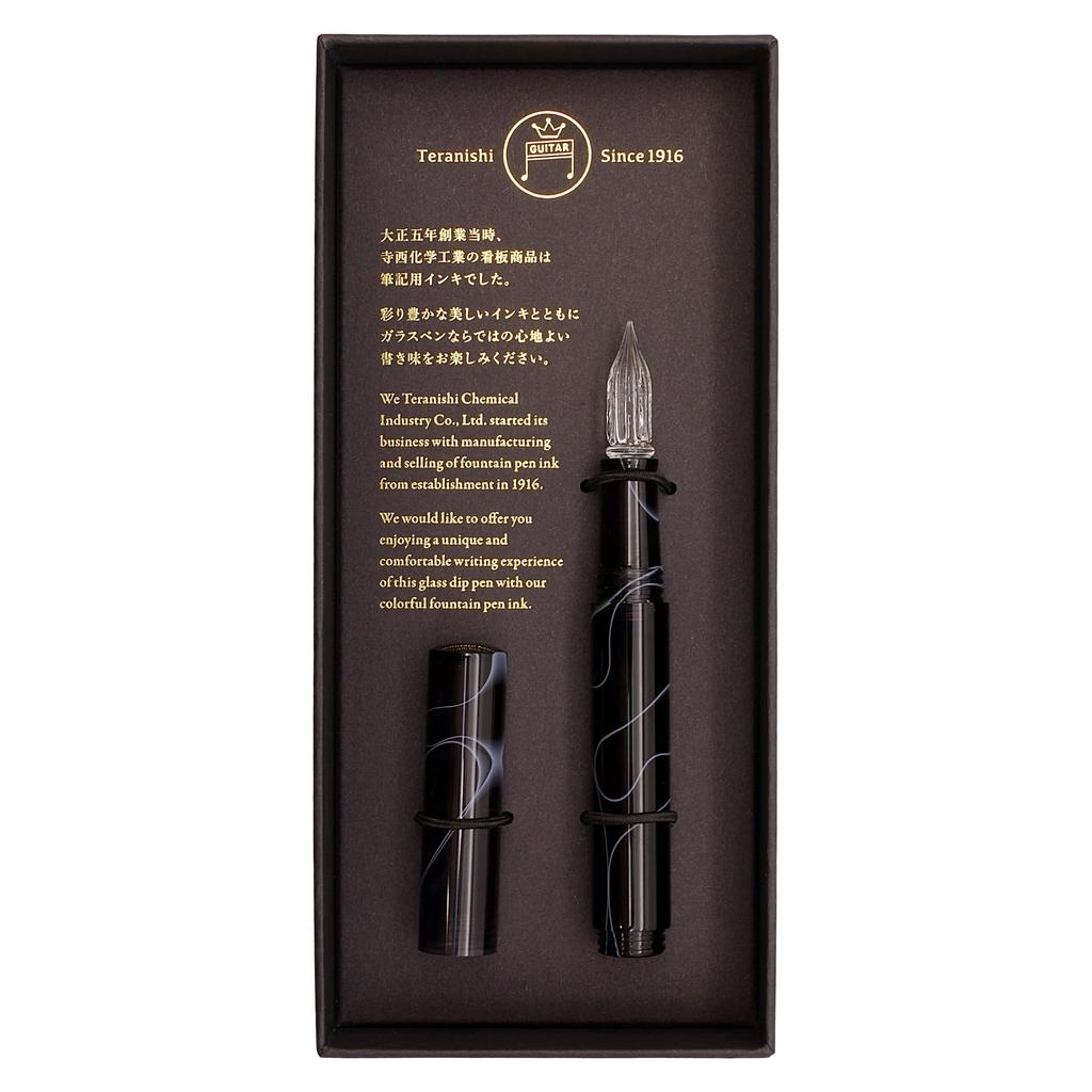 Teranishi Chemical Guitar Glass Pen Aurora with Cap Cosmo Black GLAA-CBK