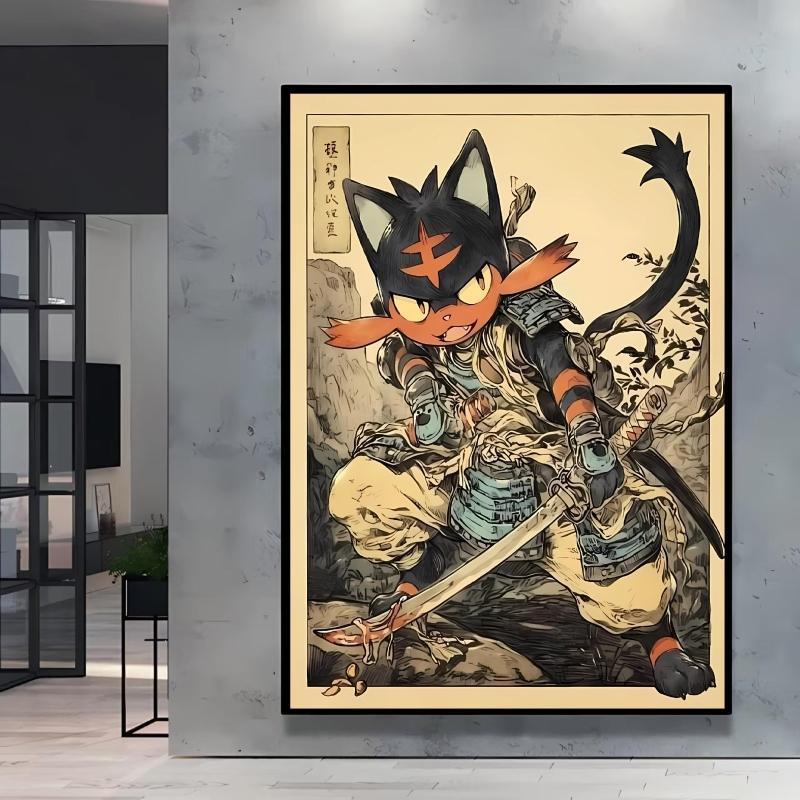 Japanese Classic Anime Pokemon Pikachu Retro Canvas Poster Prints Cartoon Picture Home Children's Room Decoration Holiday Gift