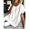 2026 New Women's Summer Solid Color Round Neck Short Sleeve Ruched Top T-Shirt