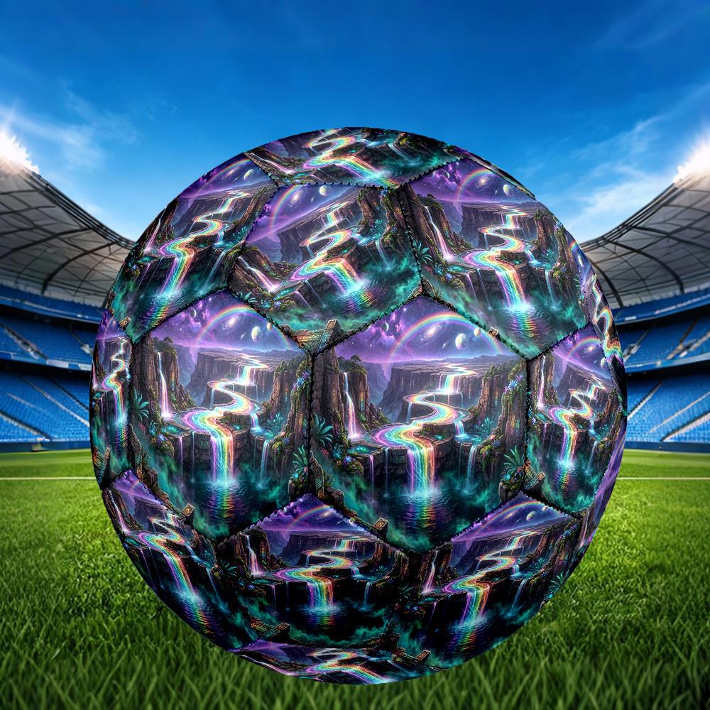 1pc Rainbow Waterfall Fantasy Theme Soccer Ball Football, Size 5, Lightweight PVC, Durable Outdoor Training Soccer Ball, Gift M6145