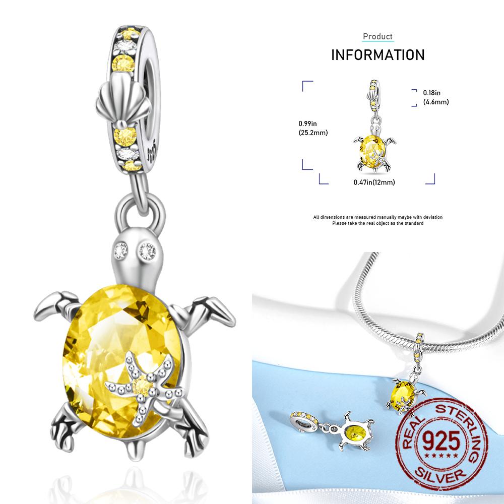 Copper Ocean Turtle Twelve Month Birthstone Charms Beads Pendant Fit Original Bracelet For Women Jewelry