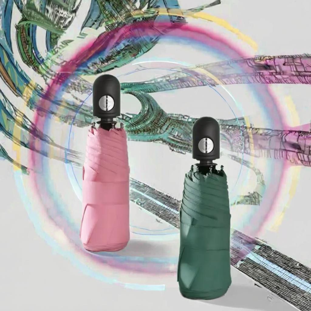 Lightweight Windproof Automatic Mini Umbrella Portable Compact for Travel for Sun Rain Business Gift UV Resistant Hanging