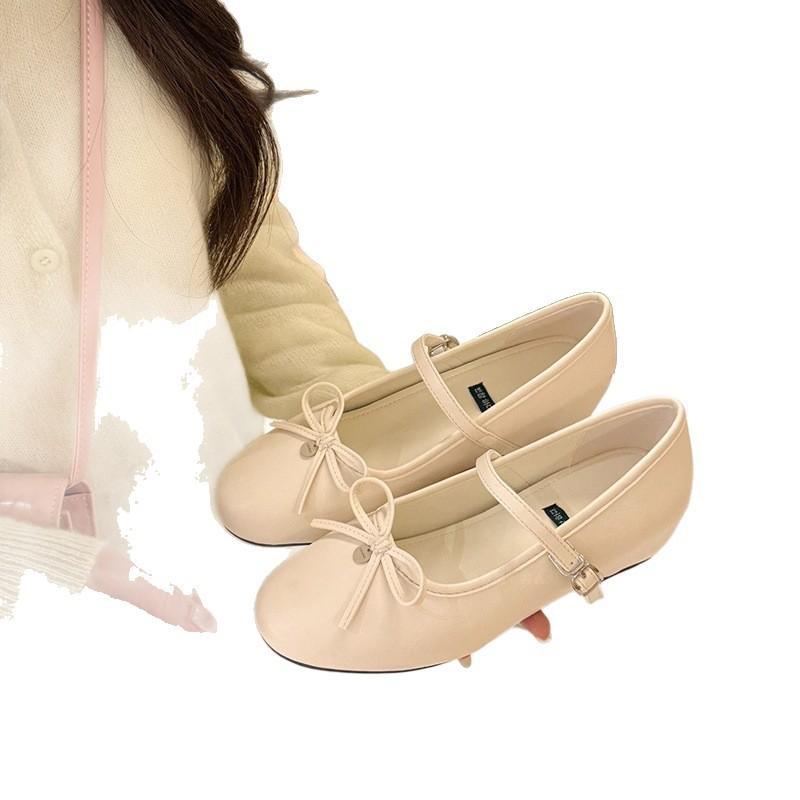 Suding's fairy inner height increase with Mary Jane single shoes women's 2025 spring and summer new bow ballet shoes