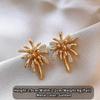 Gold Color Metal Micro-Set Zircon Flower Center Earrings Young Luxury Jewelry Suitable for Women's Party Wear Trendy Accessories