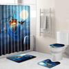 Halloween Shower Curtain Floor Mat Combination Four-Piece Set Bathroom Toilet Carpet Shower Room Foot Mat