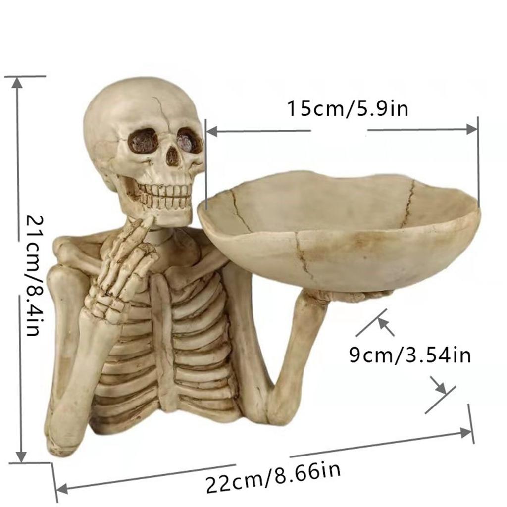Decorative Skeleton Storage Tray Storage Ornament Sculpture Statue The Personality Punk Skull Fruit Plate Resin Key Storage Tray