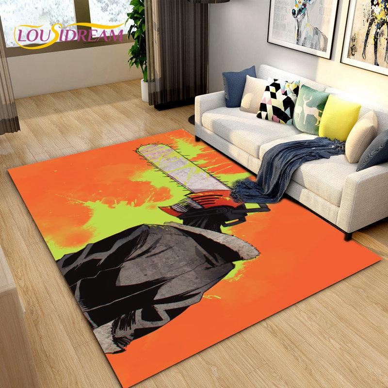 3D Anime Chainsaw Man Denji Cartoon Area Rug,Carpet Rug for Living Room Bedroom Sofa Doormat Decoration, Kids Non-slip Floor Mat