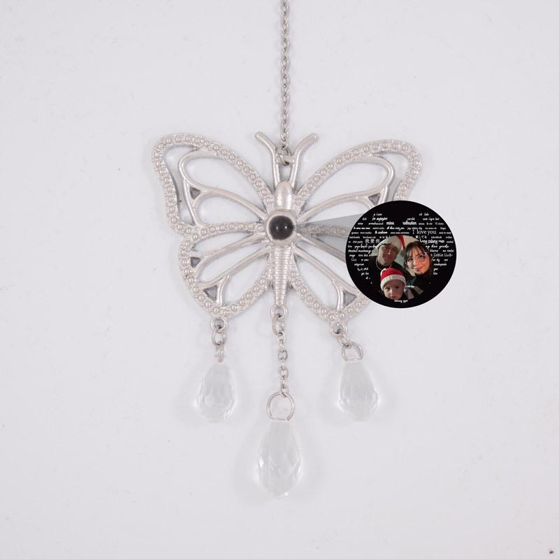 

Cross-Border Christmas Ornaments: 100-Language I Love You Butterfly Projection with Customizable Micro-Carved Design срібний