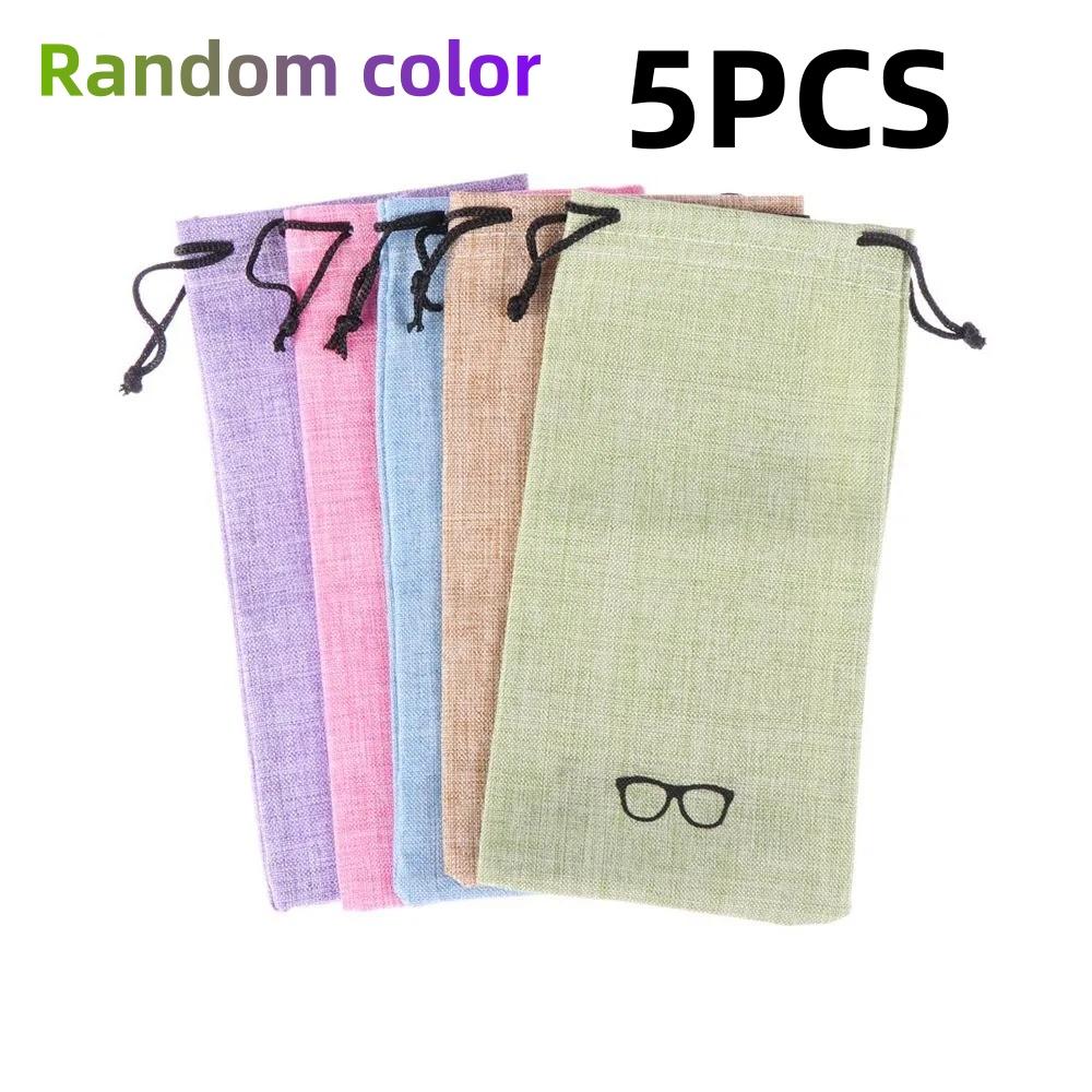 1-11pc Linen Fabric Sunglasses Bag Soft Cloth Glasses Bag Drawstring Portable Eyeglasses Pocket Multi-Functional Storage Bags