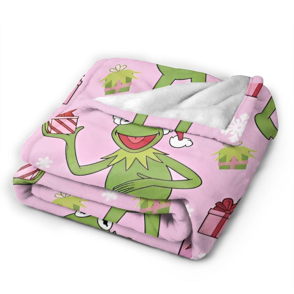 Kermit the Frog Knitted Blankets Cartoon Xmas Flannel Throw Blankets Home Couch Personalised Soft Warm Bedspreads,