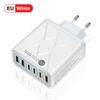 55W QC 3.0 Six-Port Fast Mobile Charger with PD, USB Ports, EU/US/UK Compatibility